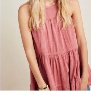 Anthropologie Georgia Tiered Pink Tunic XS